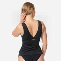 Tankini Swimsuit Top with V-Neck and Removable Padded Cups MARINE - PLAIN BLACK