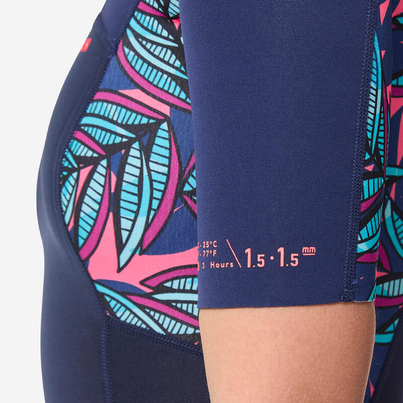 Dámský krátký neopren na surf s krátkým rukávem a zipem na zádech 500 Waku