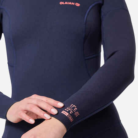 SURF 100 Neoprene wetsuit 2/2 mm women’s Marine blue back zip