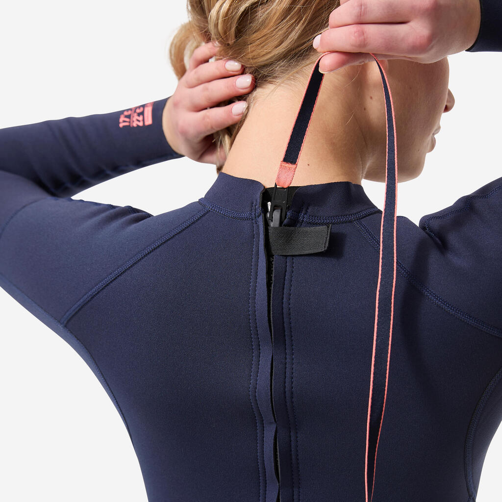 SURF 100 Neoprene wetsuit 2/2 mm women’s Marine blue back zip