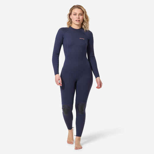 
      Combinaison surf 100 néoprène 2/2 mm femme bleu marine back zip
  