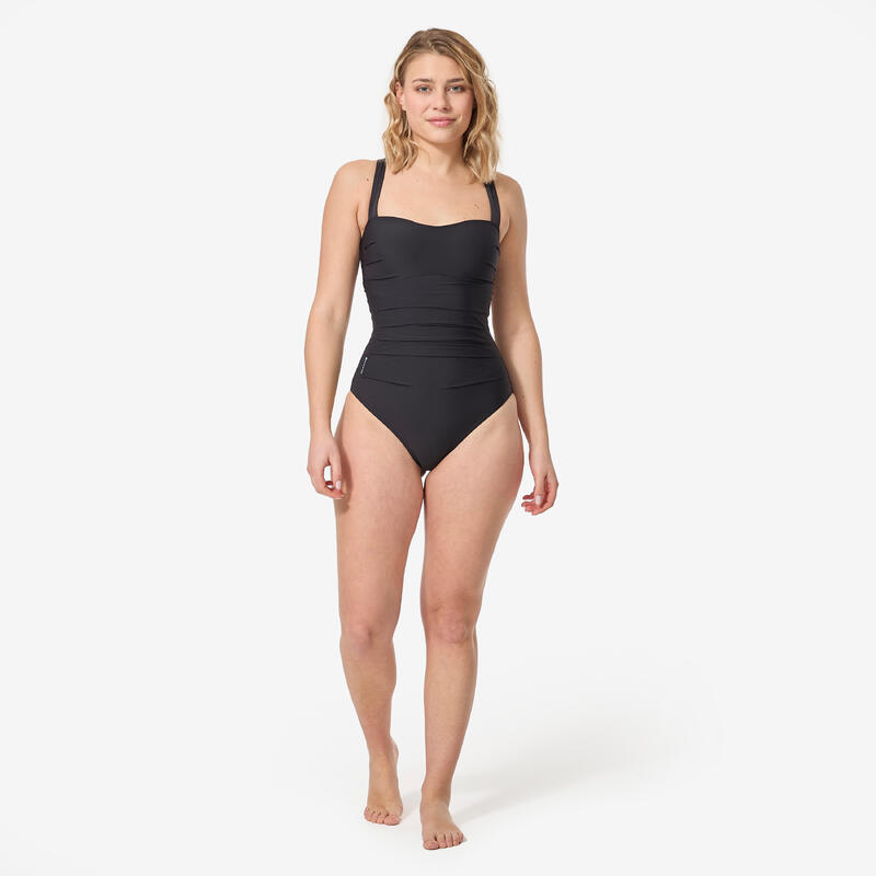 Maillot de bain 1 pièce femme gainant à effet ventre plat DORA NOIR