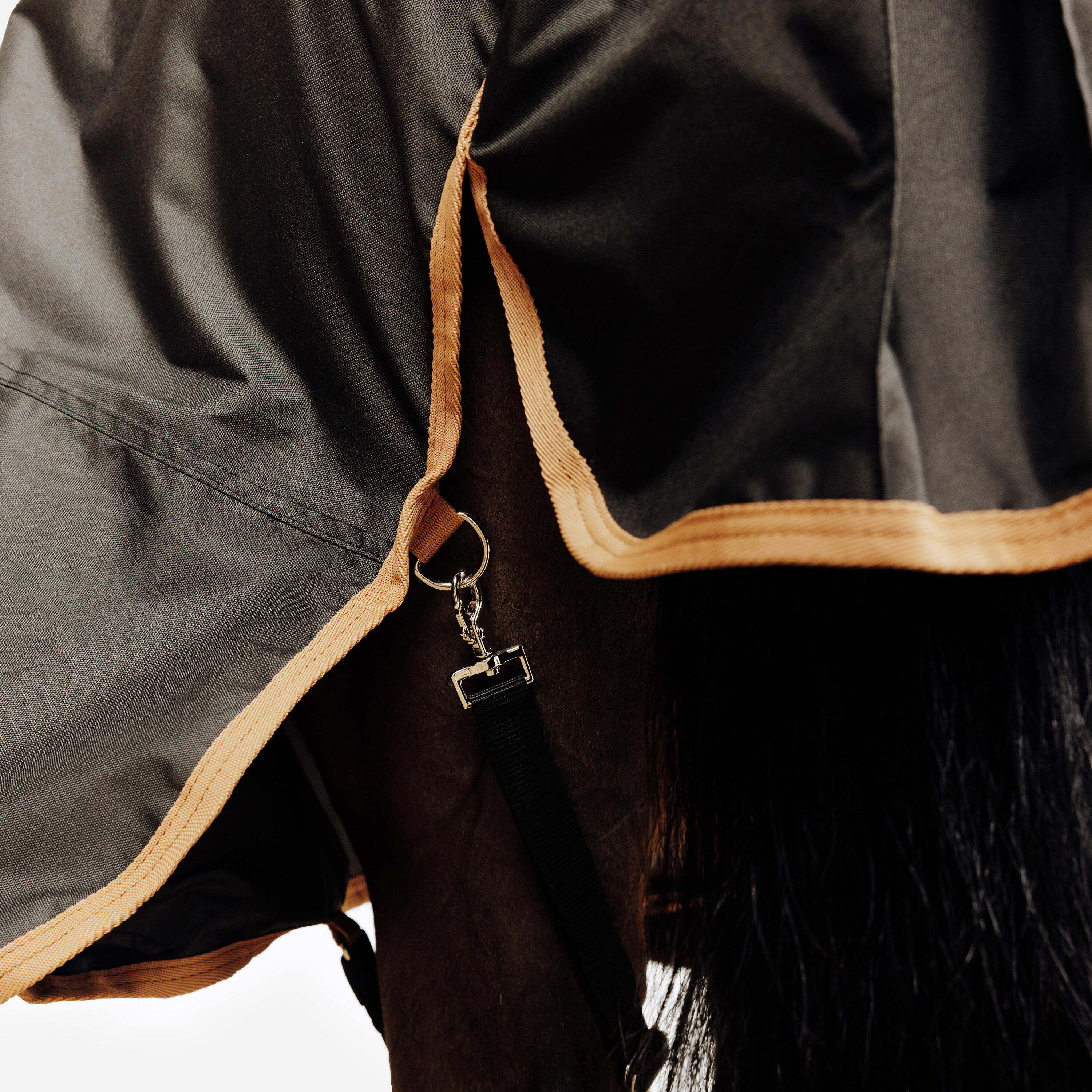 Wasserdichte Outdoordecke für Pferd und Pony – Allweather 0 g, schwarz und braun 5/7