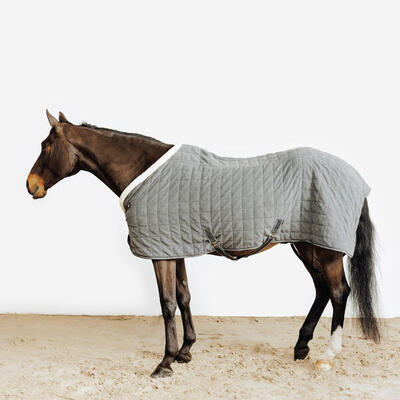 Warme fleece deken comfort voor paard en pony grijs