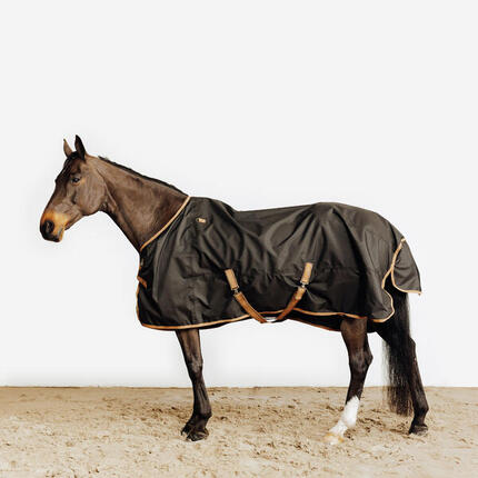 Chemise imperméable extérieur cheval et poney - Allweather 0g noir et marron