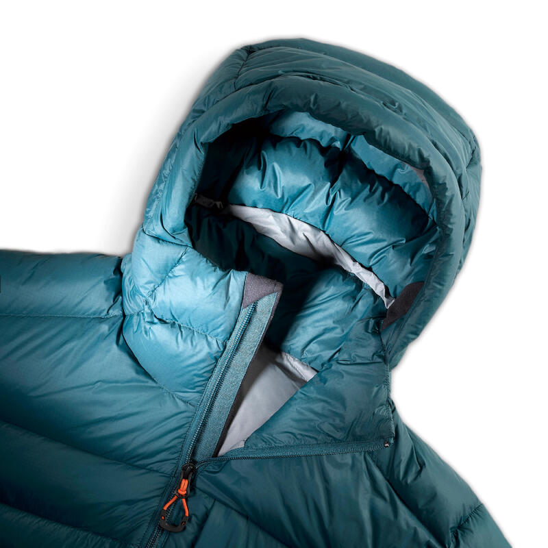 Erkek Outdoor Trekking Kapüşonlu Şişme Mont - Kuş Tüyü - Mavi - mt500 -10 °C