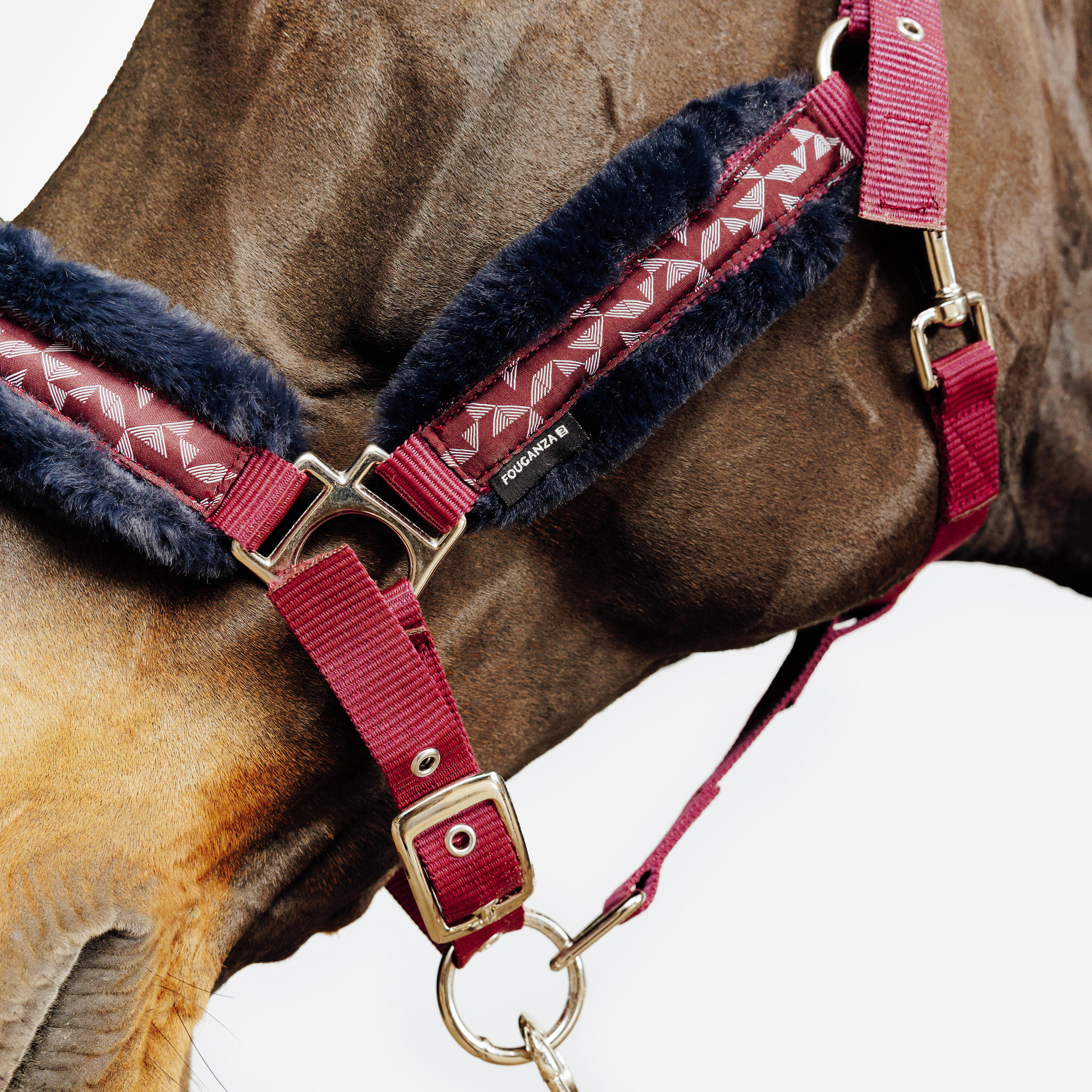 Horse Riding Halter + Leadrope Kit for Horse & Pony Comfort - Burgundy/Blue/Black 2/5