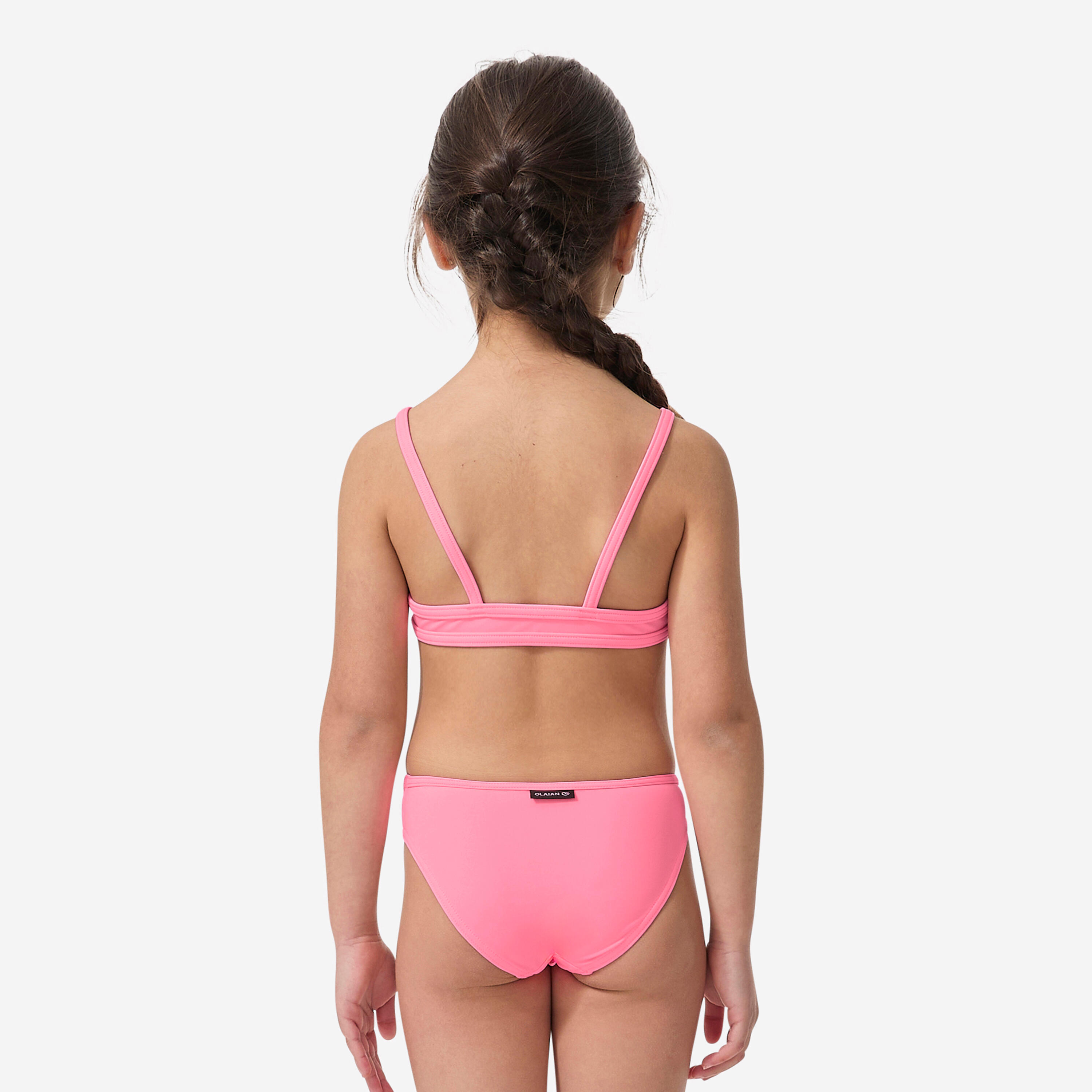 GIRLS’ two-piece SURFING swimsuit BIKINI TOP BALI 100  PINK 4/4