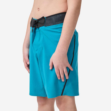 Short de bain garçon - 900 rayé noir bleu