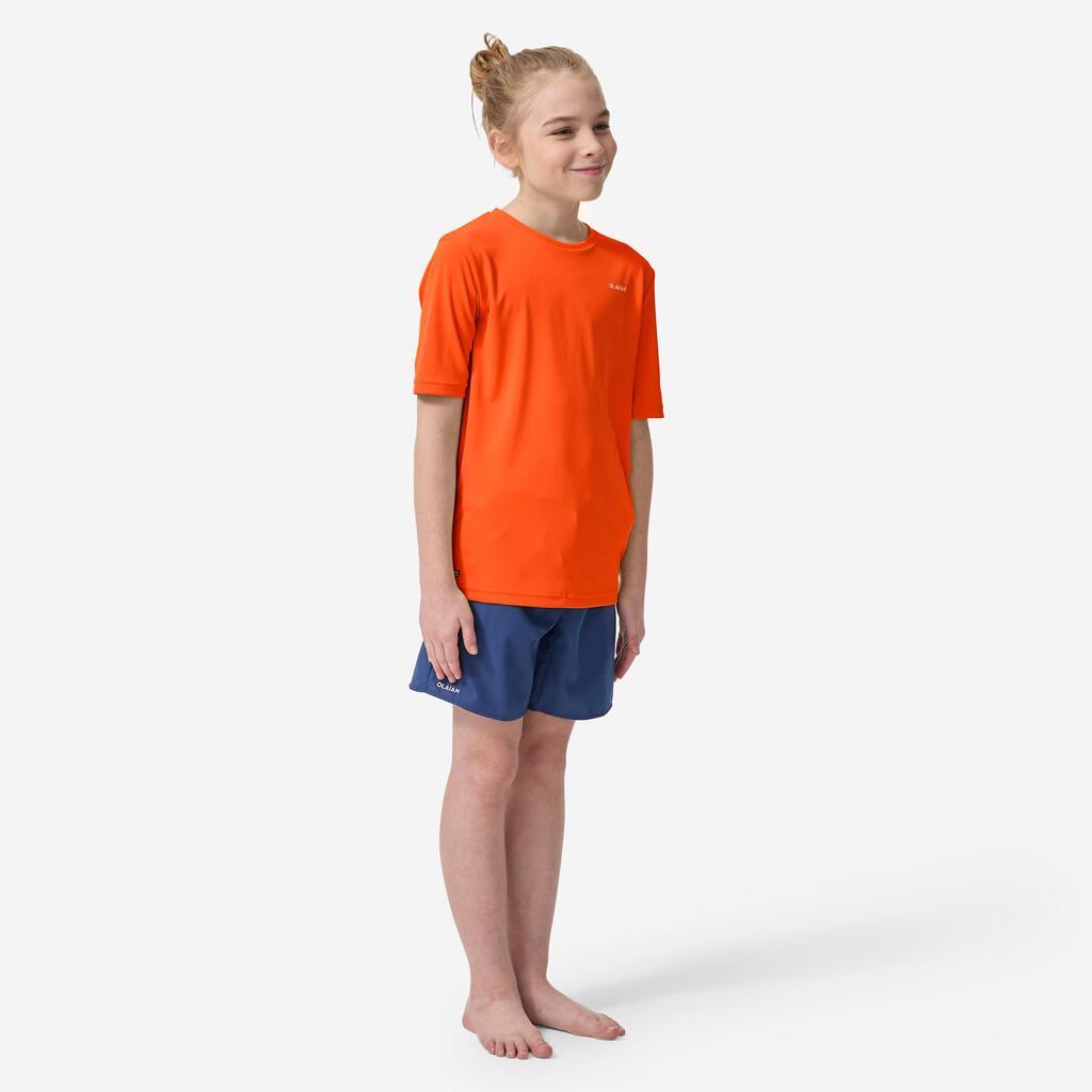 Oranžna majica s kratkimi rokavi z UV-zaščito 100 za otroke 