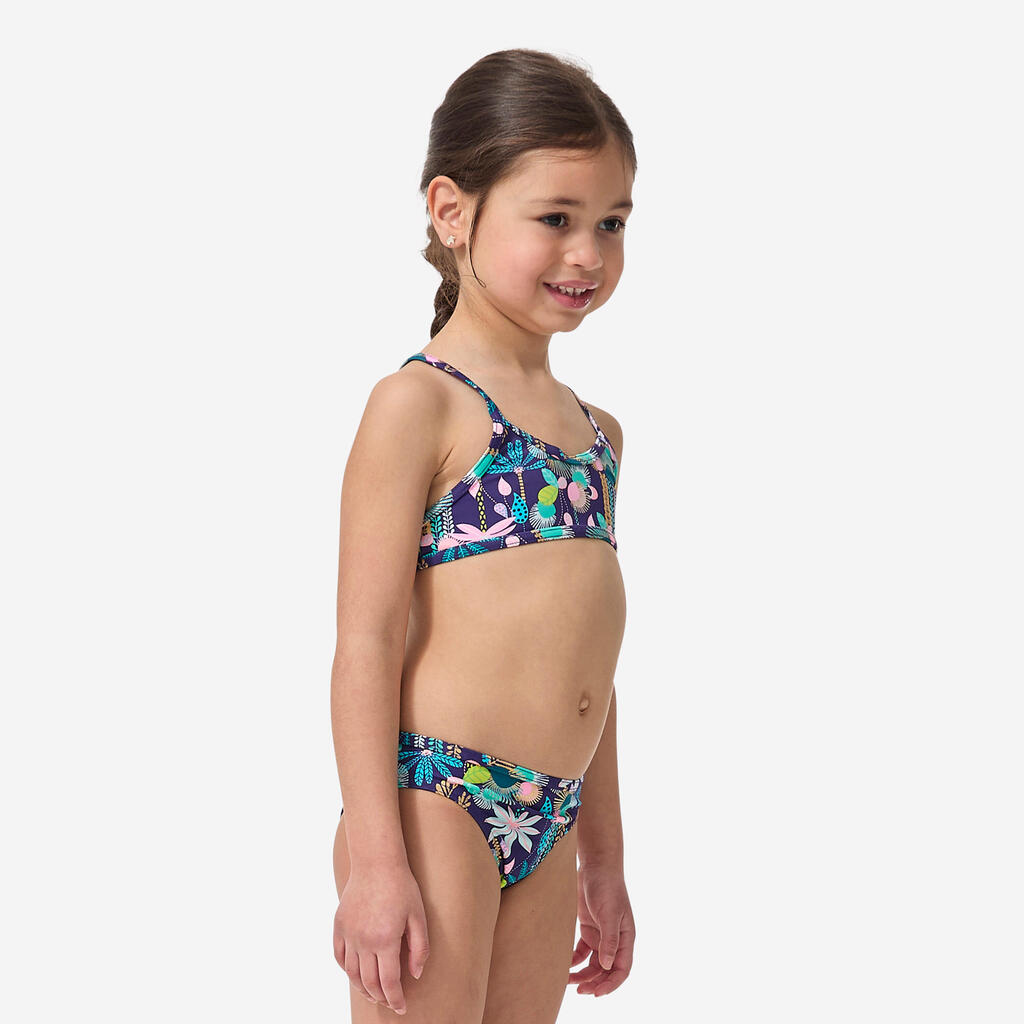 Girl’s 2-piece surf swimsuit floral with crossed straps - june
