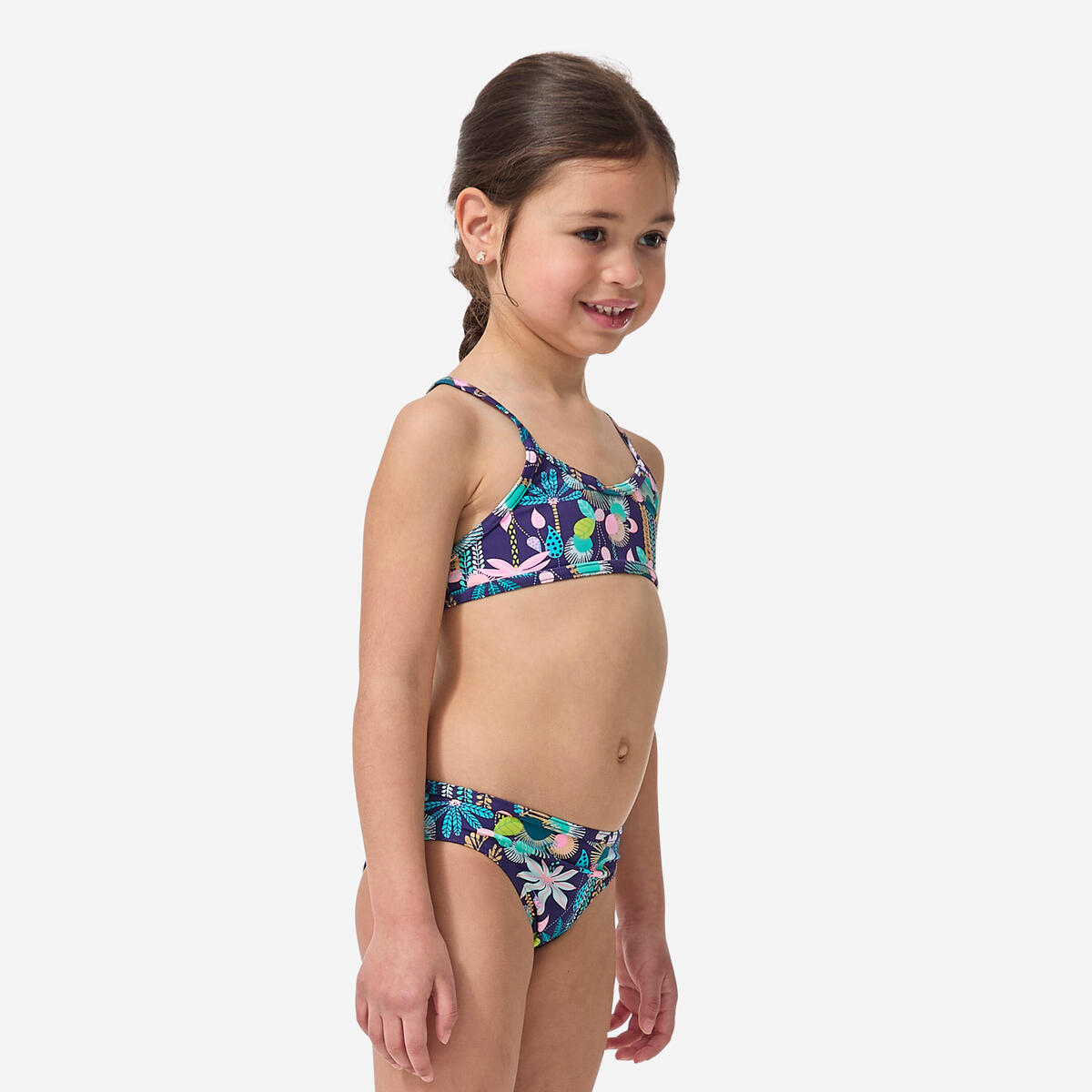 Maillot 2 pièces fleuri surf bretelles croisées fille - june