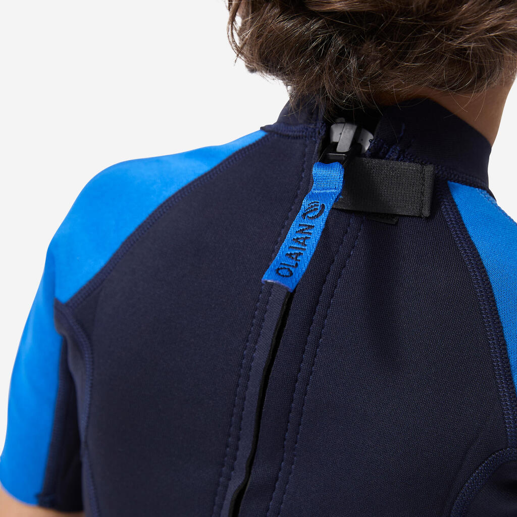 Neoprenanzug Shorty Surfen Kinder 100 1,5mm blau/gelb