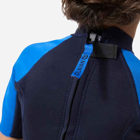 100 kid’s 1.5 mm neoprene blue Shorty Surfing wetsuit