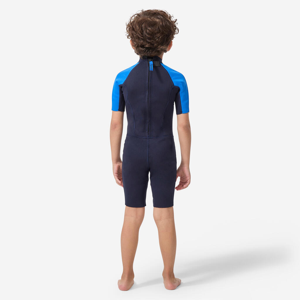 Combinaison surf shorty 100 néoprène 1,5mm enfant violet rose