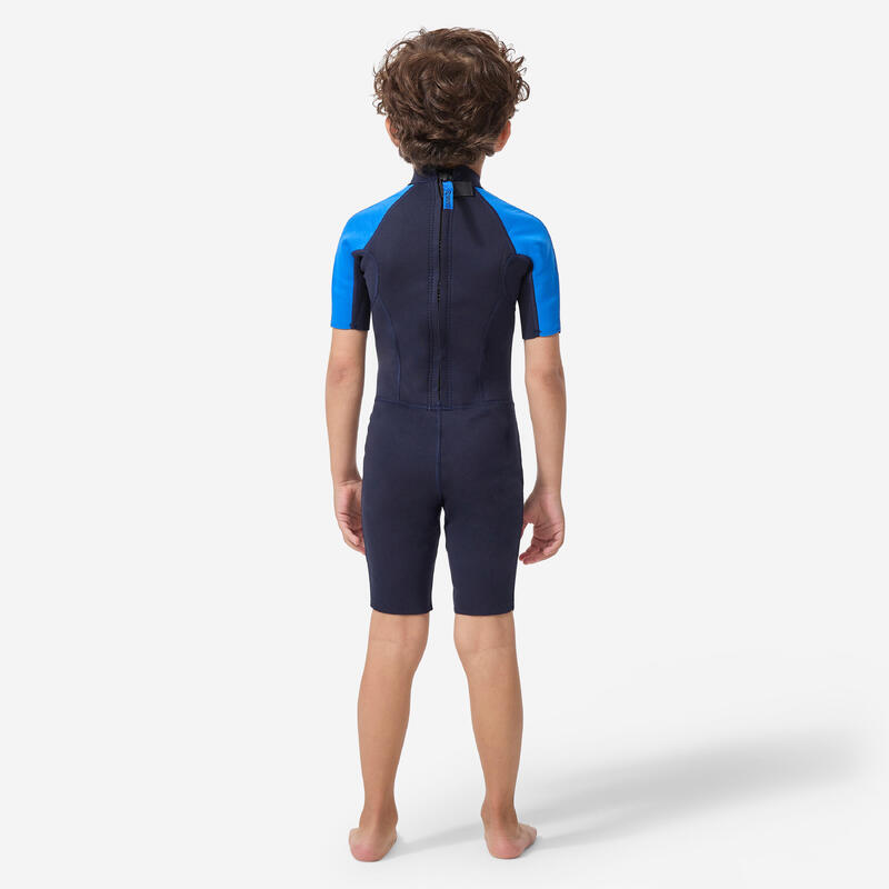Neoprenanzug Shorty Surfen 100 Neopren 1,5 mm Kinder blau