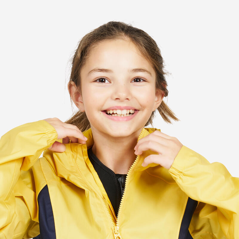 Winddichte spraytop voor zeilen en kajakken voor kinderen Sailing 100 geel/navy
