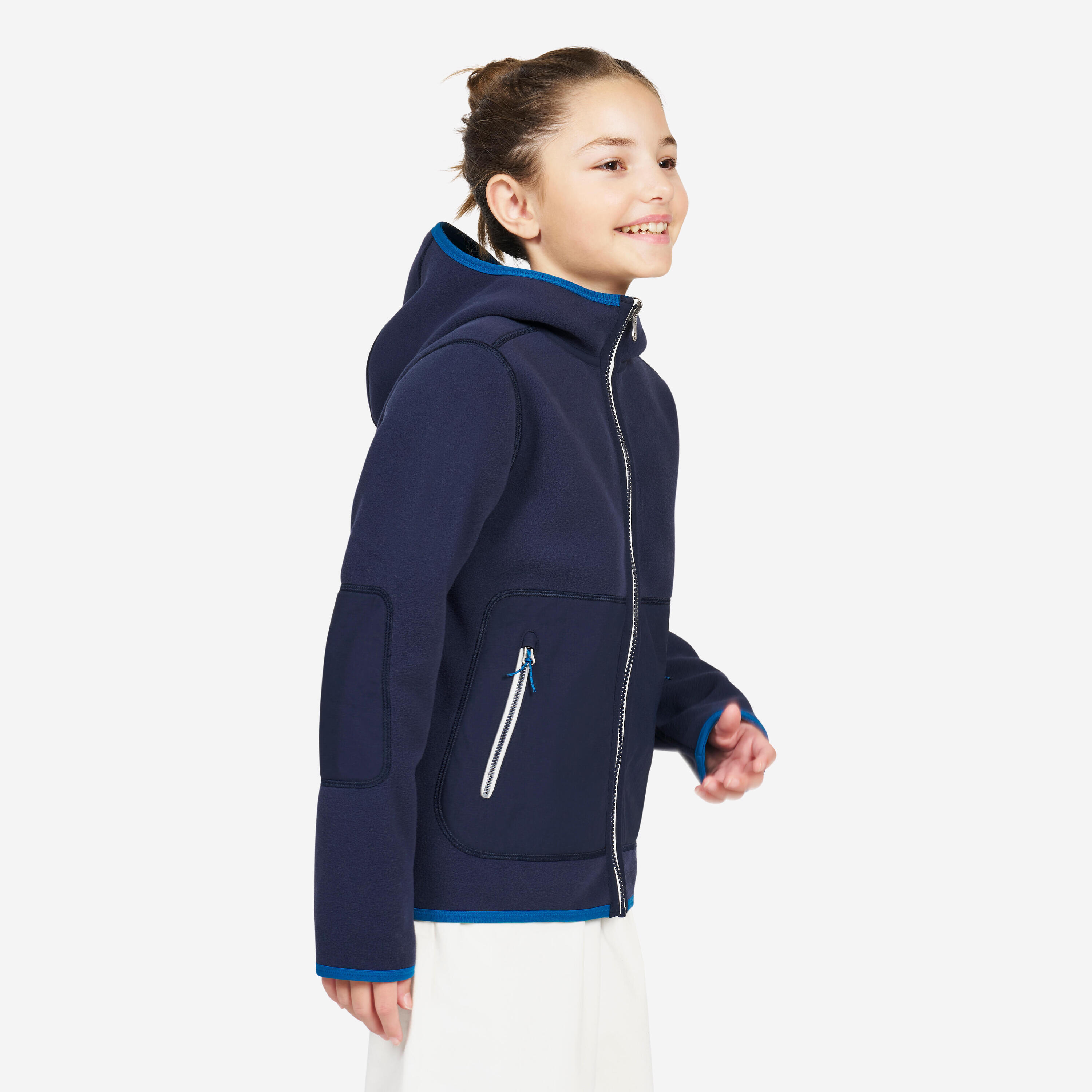 Kids’ fleece sailing jacket, warm and reversible, 500, navy blue / blue 3/9