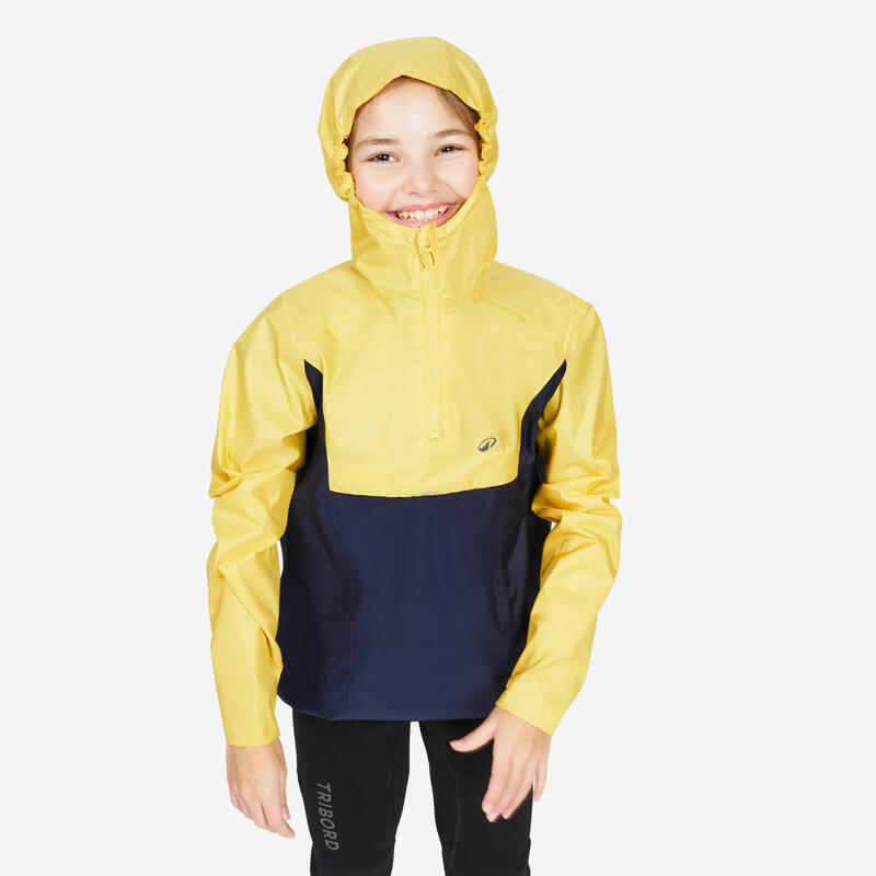 Winddichte spraytop voor zeilen en kajakken voor kinderen Sailing 100 geel/navy