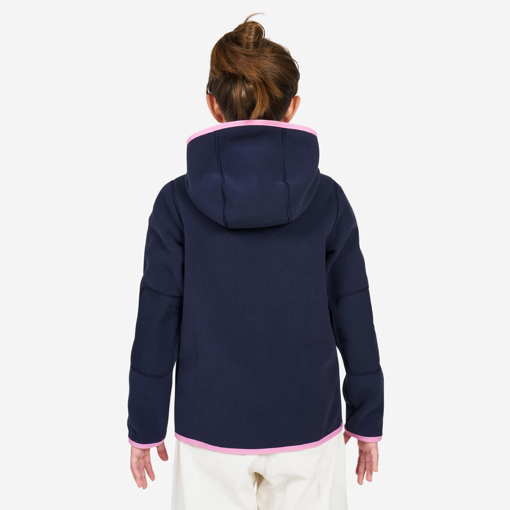 Veste polaire de voile, chaude et réversible, enfant, 500, bleu navy / moutarde