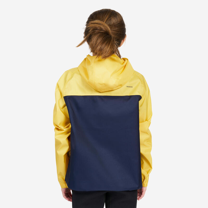 Winddichte spraytop voor zeilen en kajakken voor kinderen Sailing 100 geel/navy