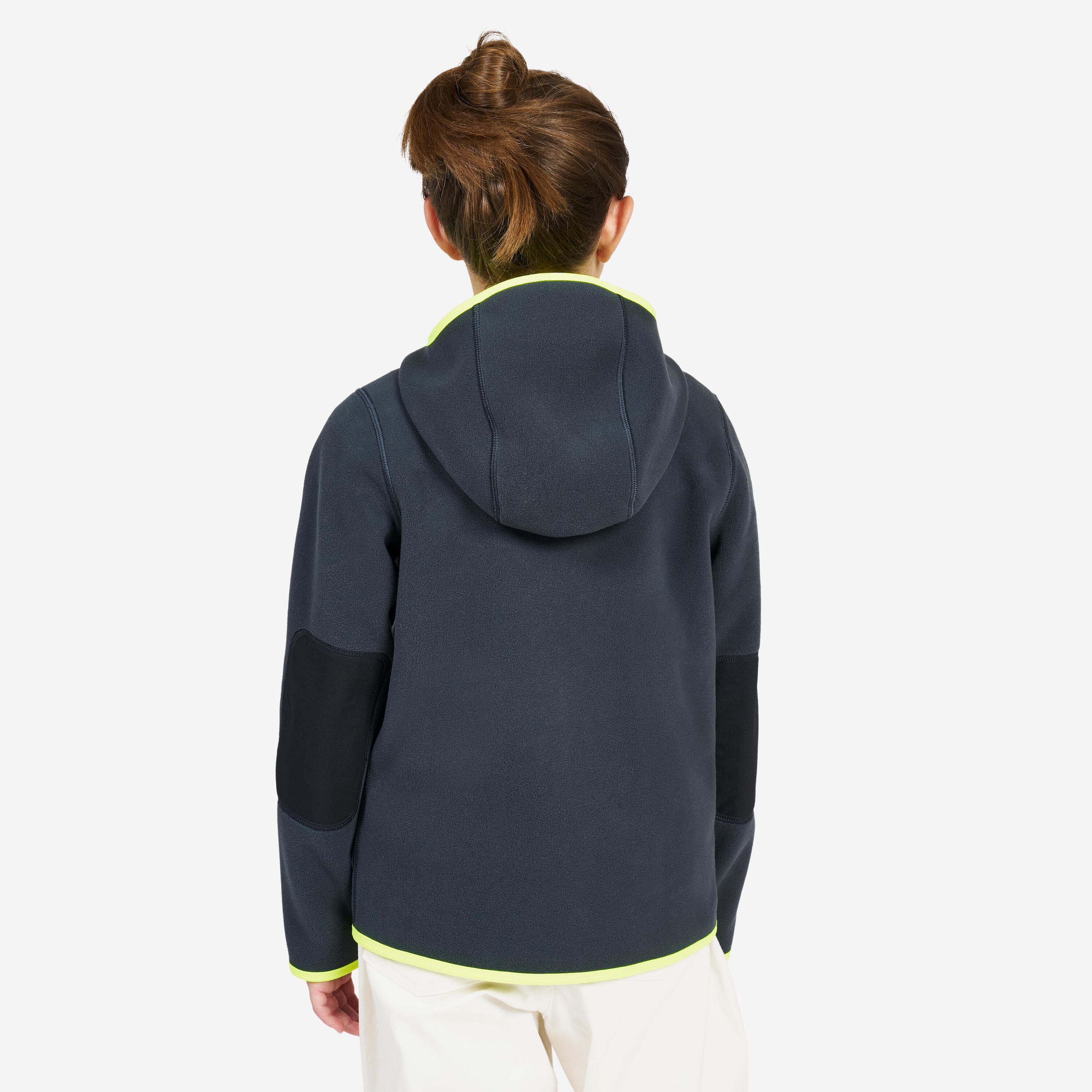 Veste polaire de voile, chaude et réversible, enfant, 500, gris/jaune fluo 3/10
