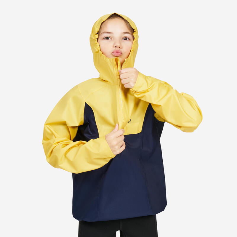 Winddichte spraytop voor zeilen en kajakken voor kinderen Sailing 100 geel/navy