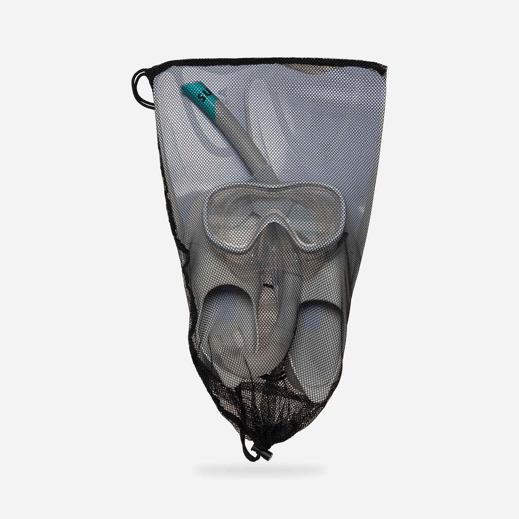 Adult snorkelling fins mask snorkel SET 100 Grey - FMS set 100 AD Grey