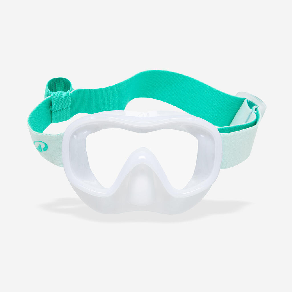 Kit de snorkeling masque 100 COMFORT tuba DRYTOP Junior Blanc