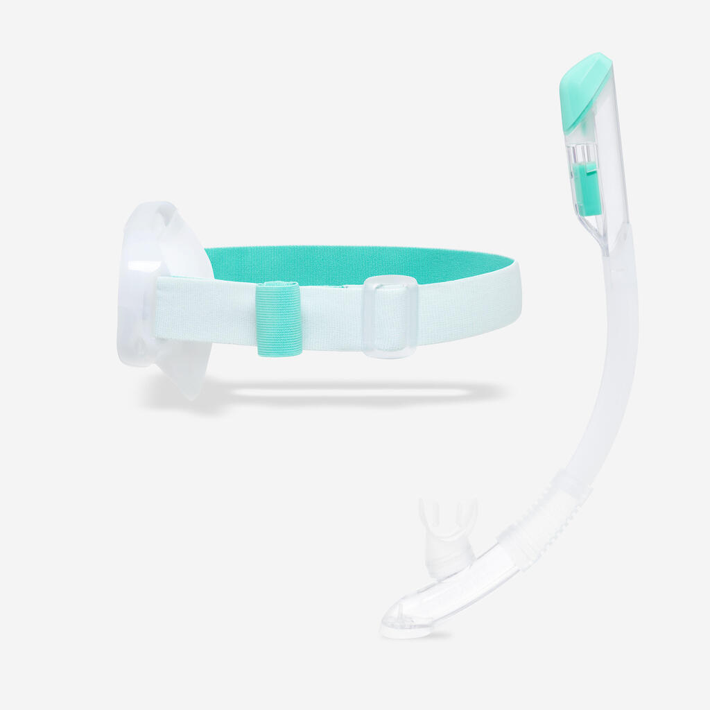 Kit de snorkeling masque 100 COMFORT tuba DRYTOP Junior Blanc