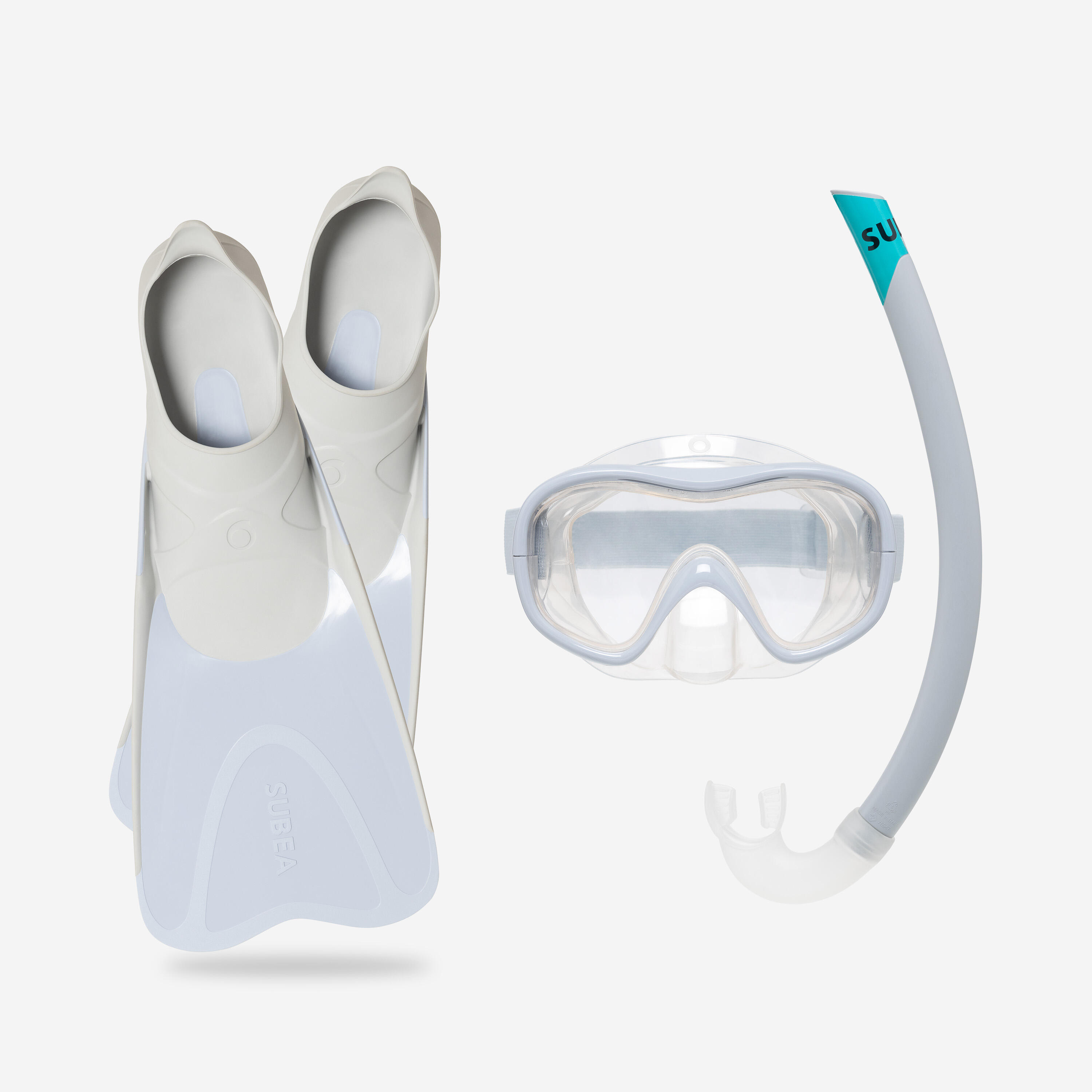 Set Snorkeling labe de înot, mască și tub 100 Gri - Set PMT 100 Gri Adulți