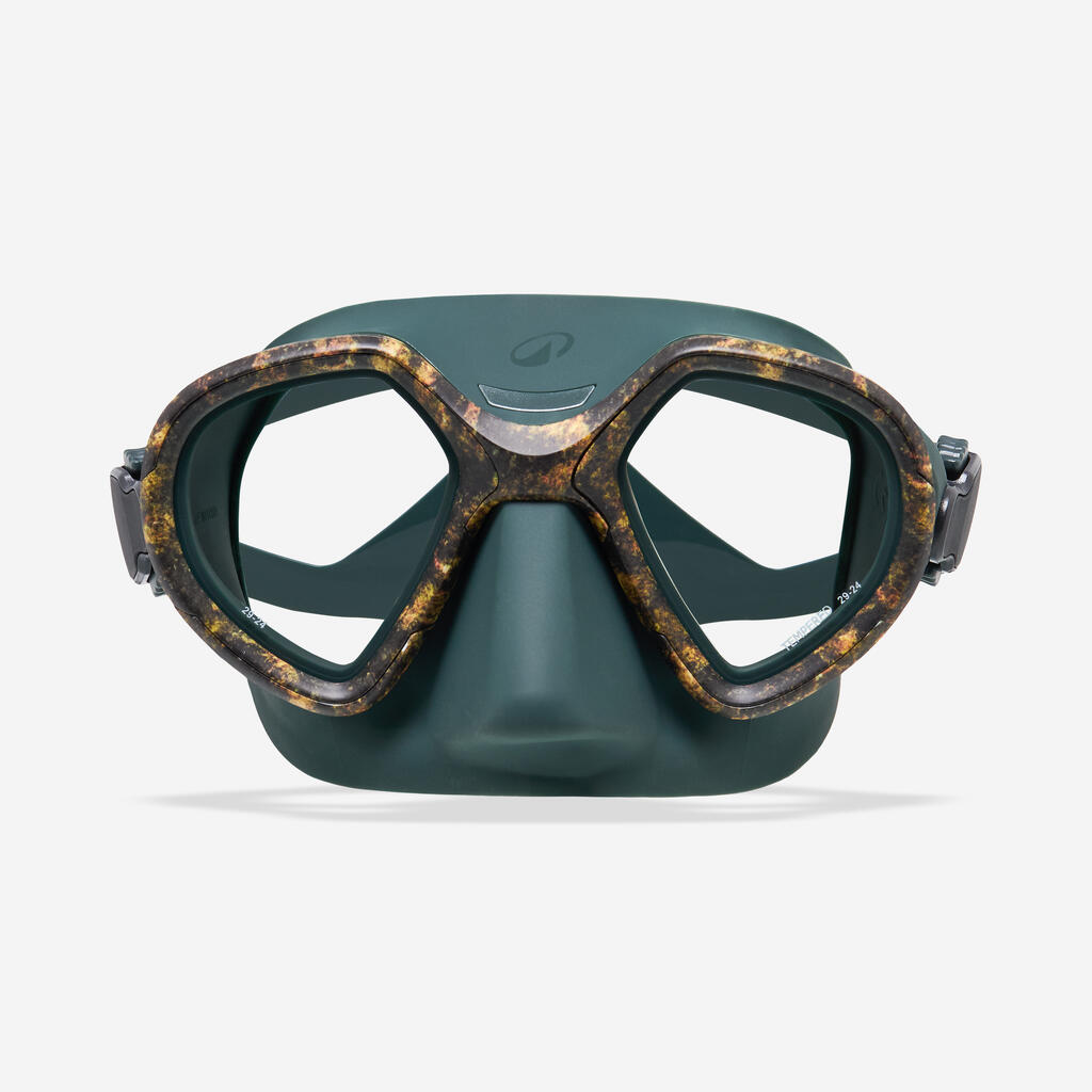 Vabasukeldumise ja harpuunkalastuse uduvastane mask 500 Dual, kamuflaaž