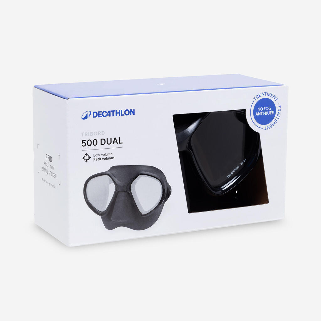 Freediving and spearfishing low volume anti-fog mask - 500 dual lv black