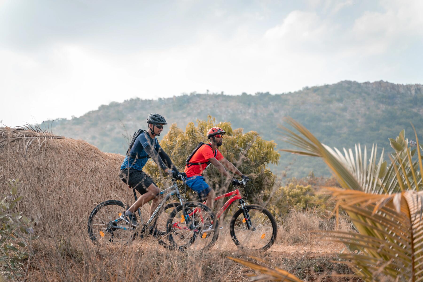 amigos haciendo ruta en mountain bike