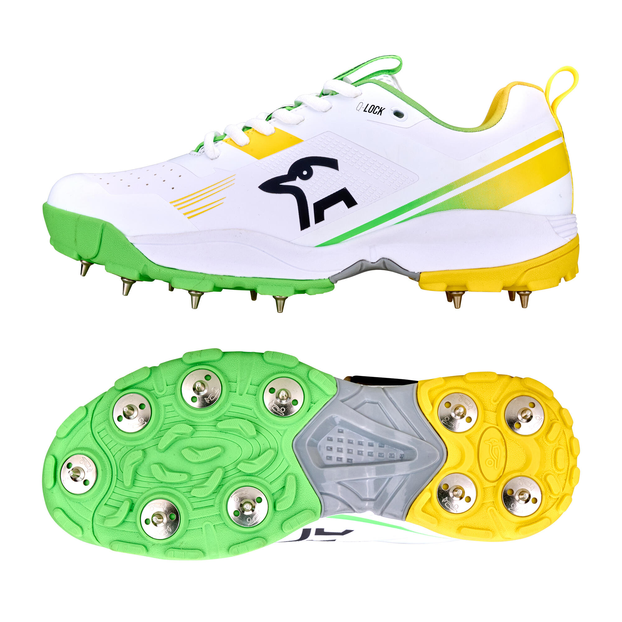 Kookaburra Cricket Spike Shoe Elite 4000 Junior White Green 2/4