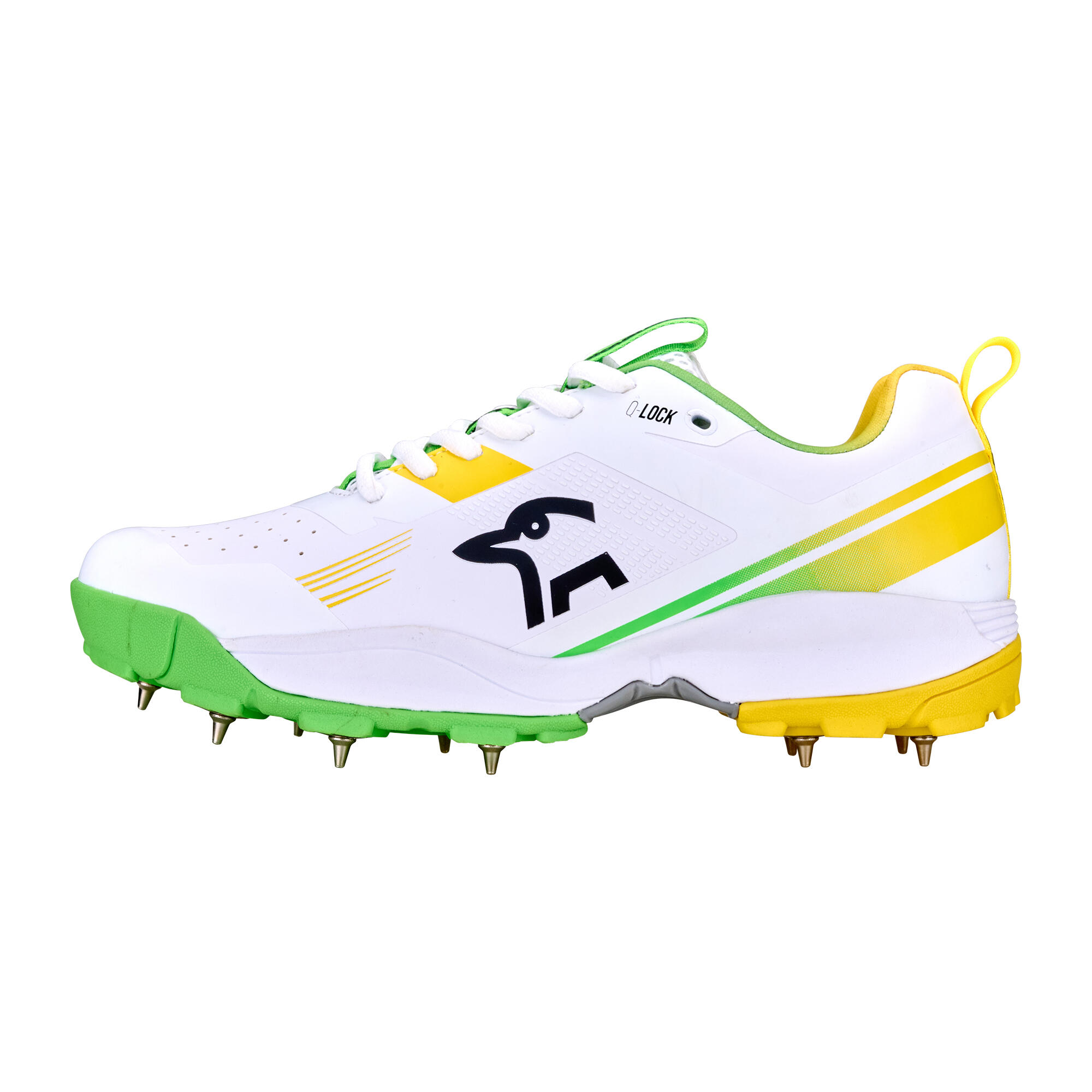 KOOKABURRA Kookaburra Cricket Spike Shoes Elite 4000 Adult White Yellow Green