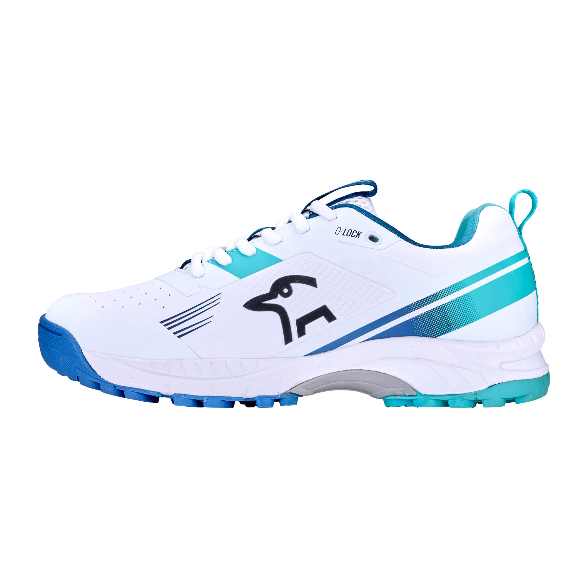 Second Life - Kookaburra Cricket Shoe Junior Elite 4000 Rubber Sole White Blue - EXCELLENT 1/4