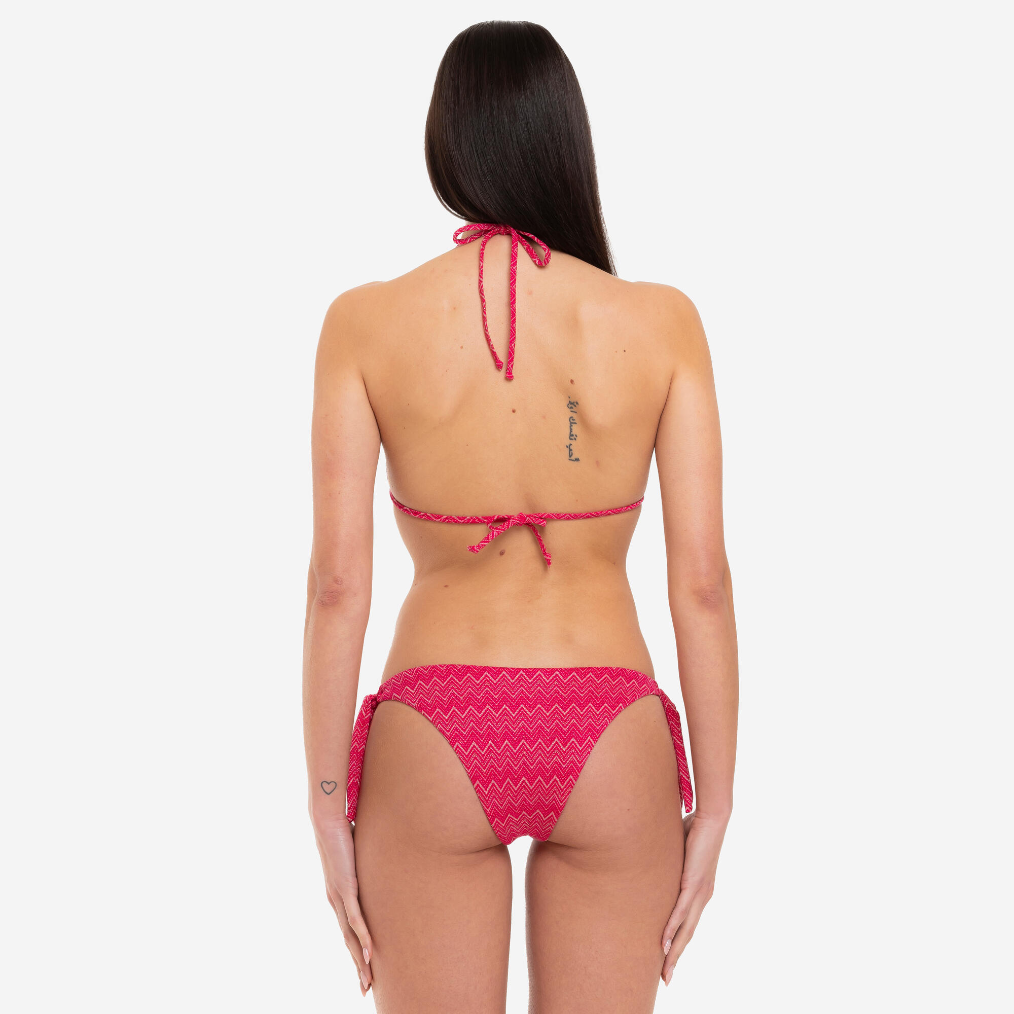 Bikini donna triangolo + slip fantasia zig-zag lurex rosa - Le Blu 8/8