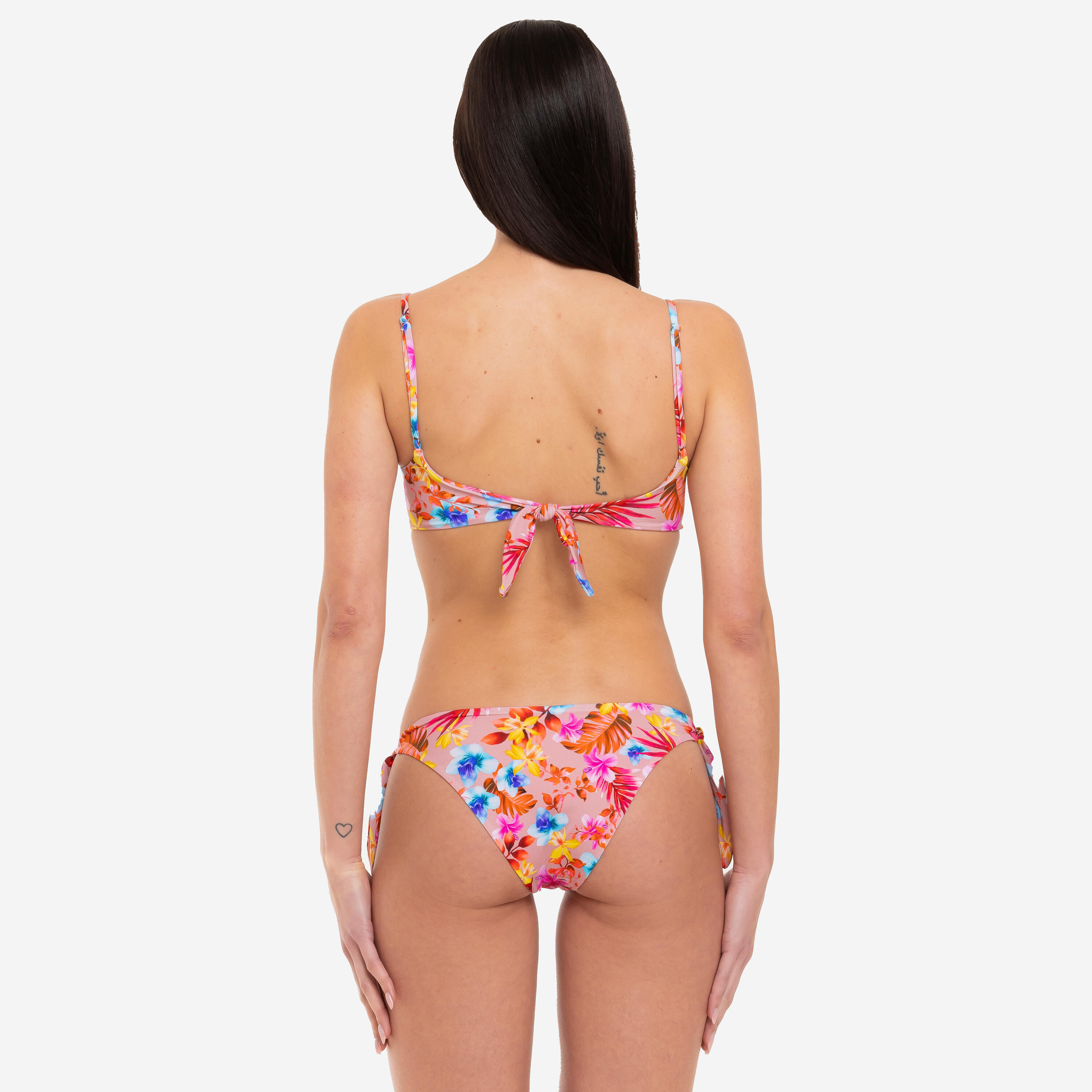 Bikini donna fascia + slip microfibra a fiori - Le Blu 9/9