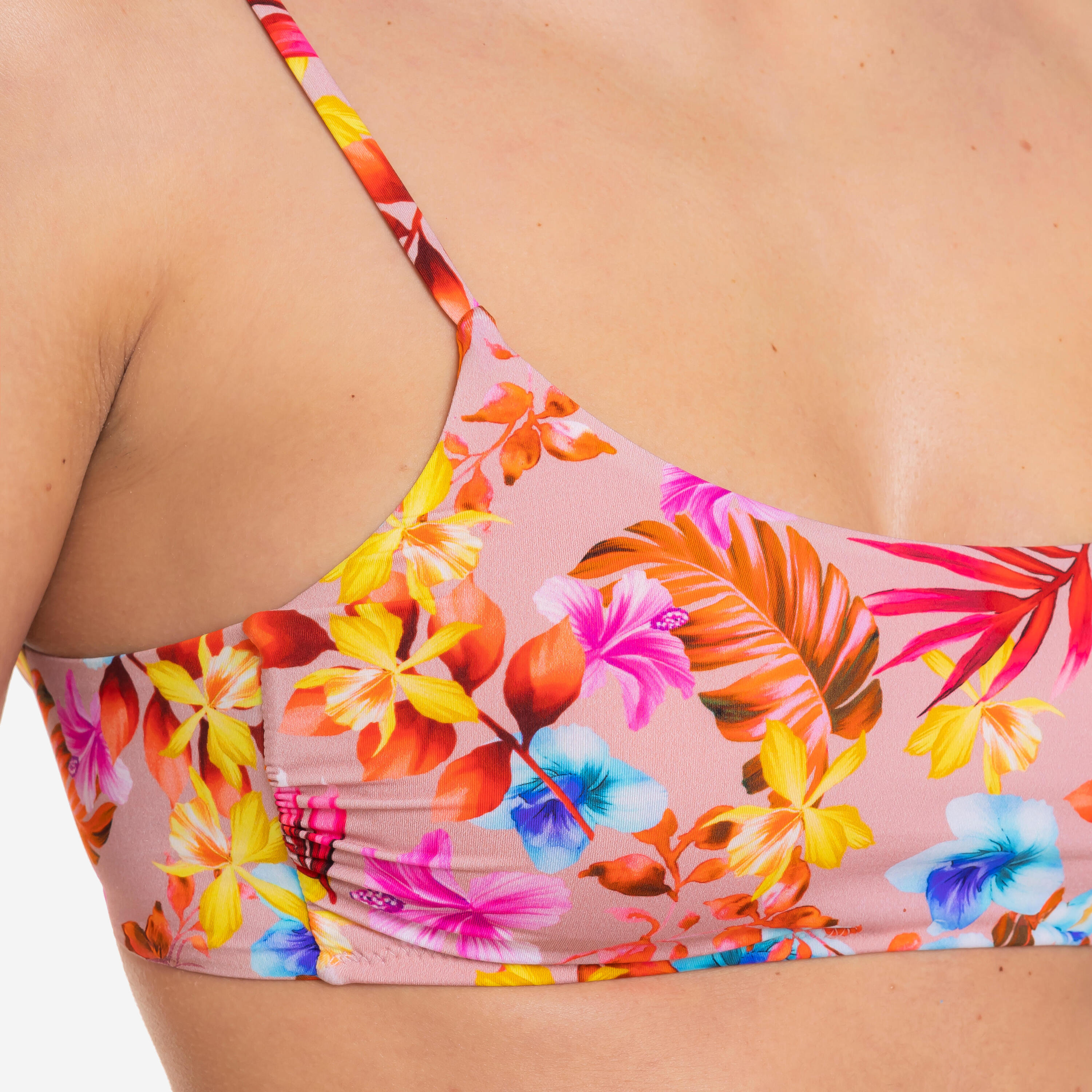 Bikini donna fascia + slip microfibra a fiori - Le Blu 5/9