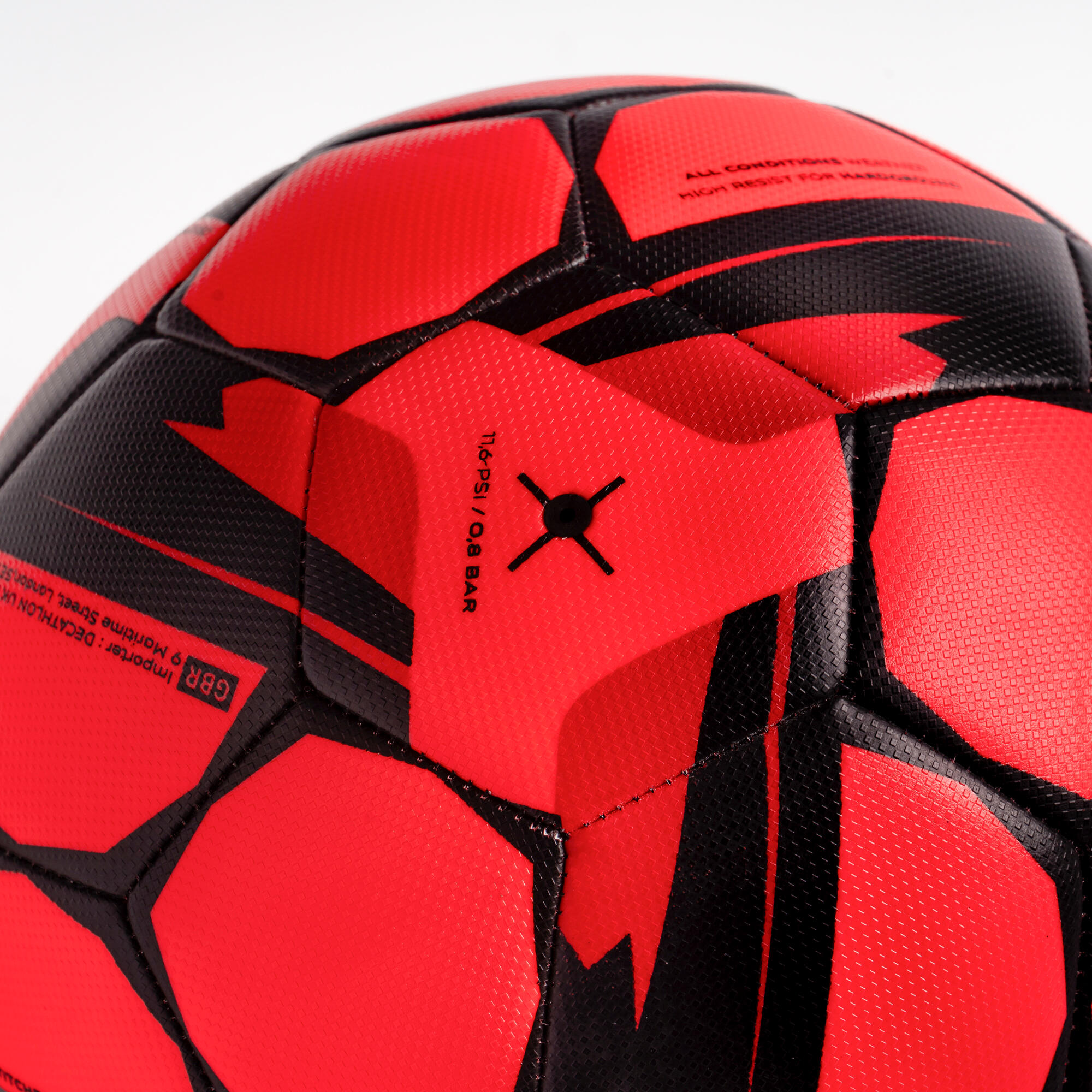 Training Ball Resist Size 5, Machine Stitched, Rubber Coating - Red