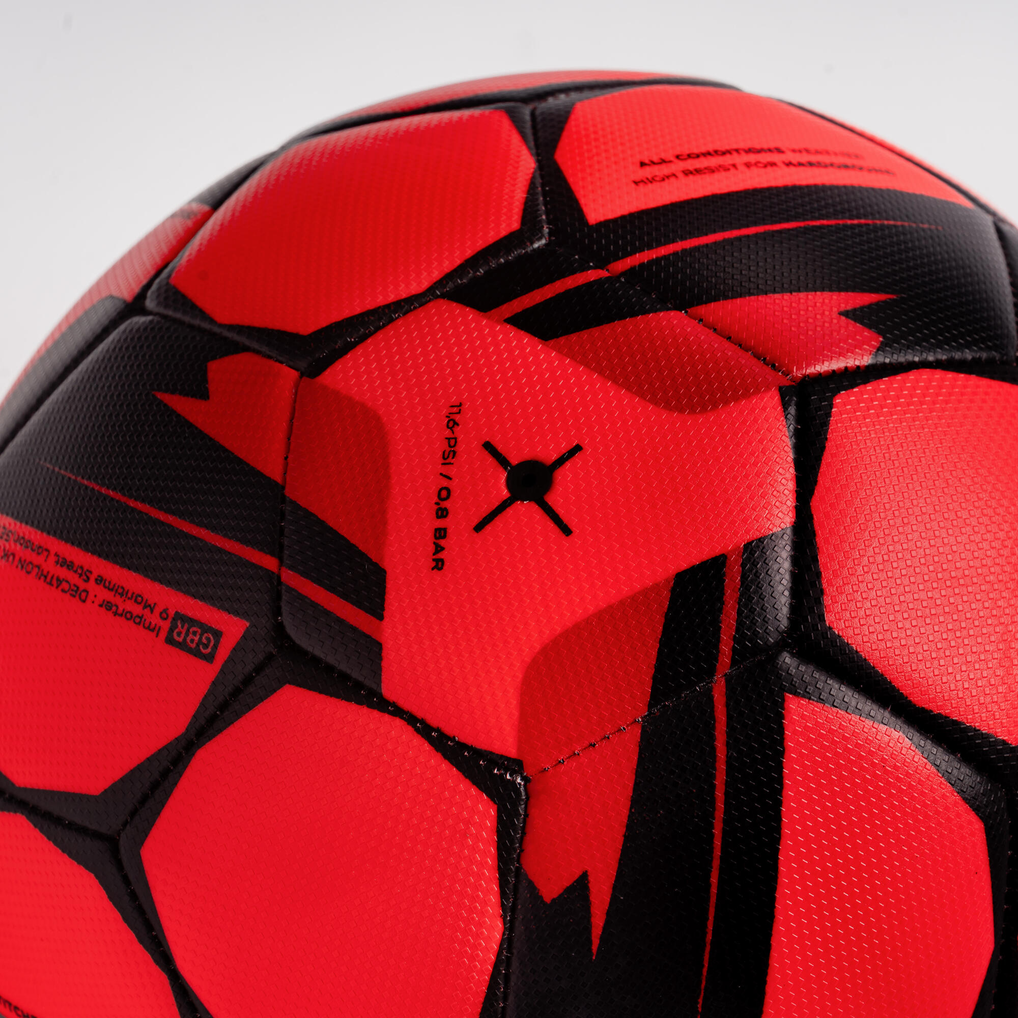 Training Ball Resist Size 5, Machine Stitched, Rubber Coating - Red