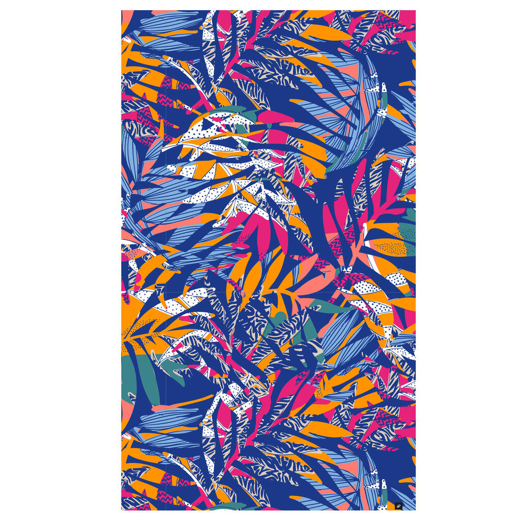 Serviette de plage taille L 145 x 85 cm, imprimé jungle bleu