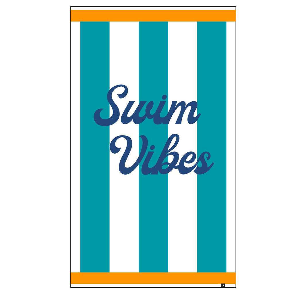 Serviette de plage taille L 145 x 85 cm, imprimé swim turquoise
