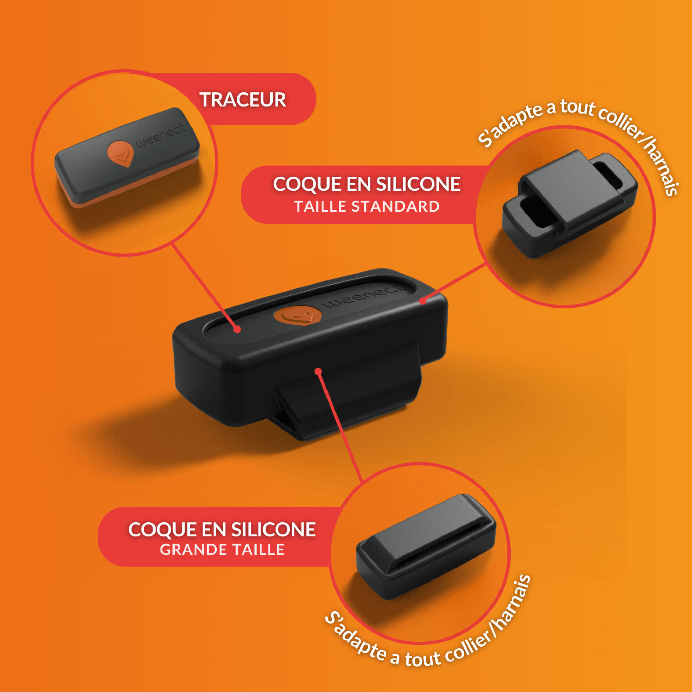 Collier traceur gps pour chien weenect v2 9/24