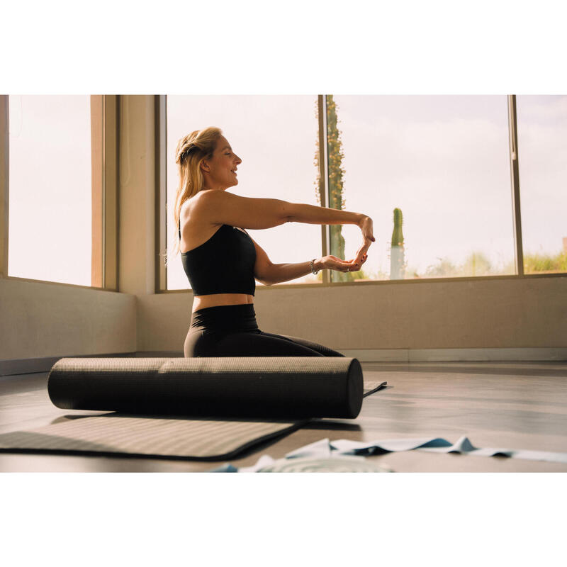 Rolă din spumă Pilates lungime 90 cm diametru 15 cm, Foam roller Negru