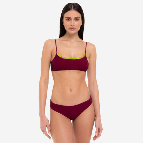 Bikini donna fascia + slip brasiliano lurex bordeaux - Le Blu