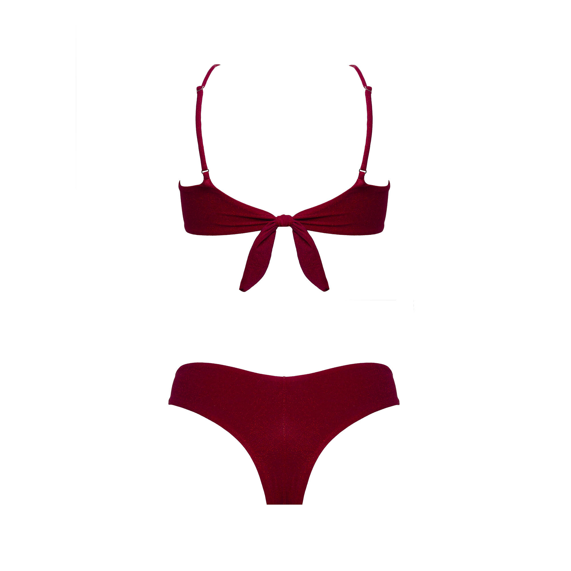 Bikini donna fascia + slip brasiliano lurex bordeaux - Le Blu 9/10