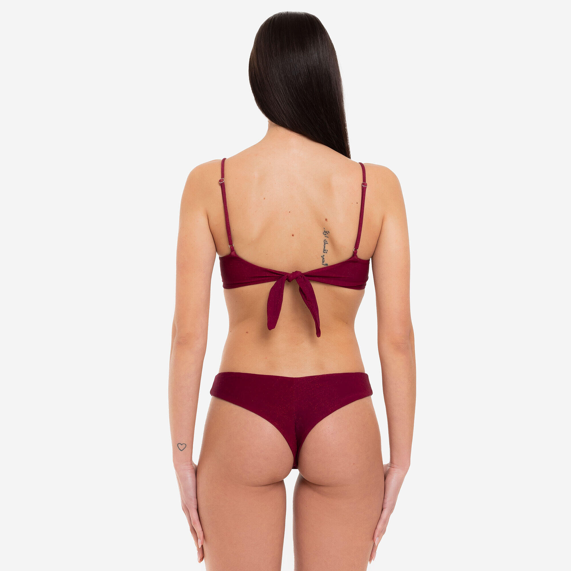 Bikini donna fascia + slip brasiliano lurex bordeaux - Le Blu 4/10