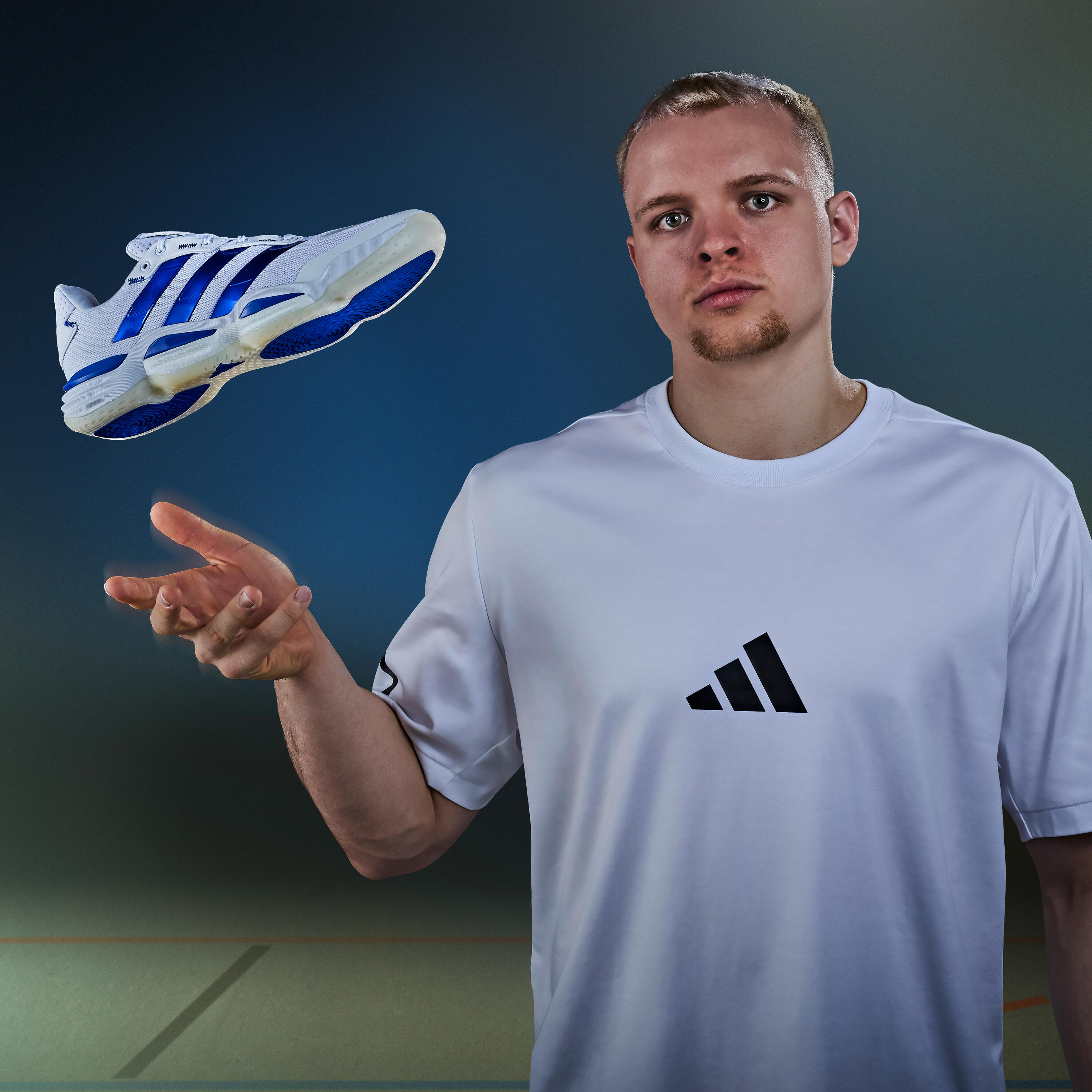 Handbalschoenen voor volwassenen Stabil 16 wit blauw 14/14